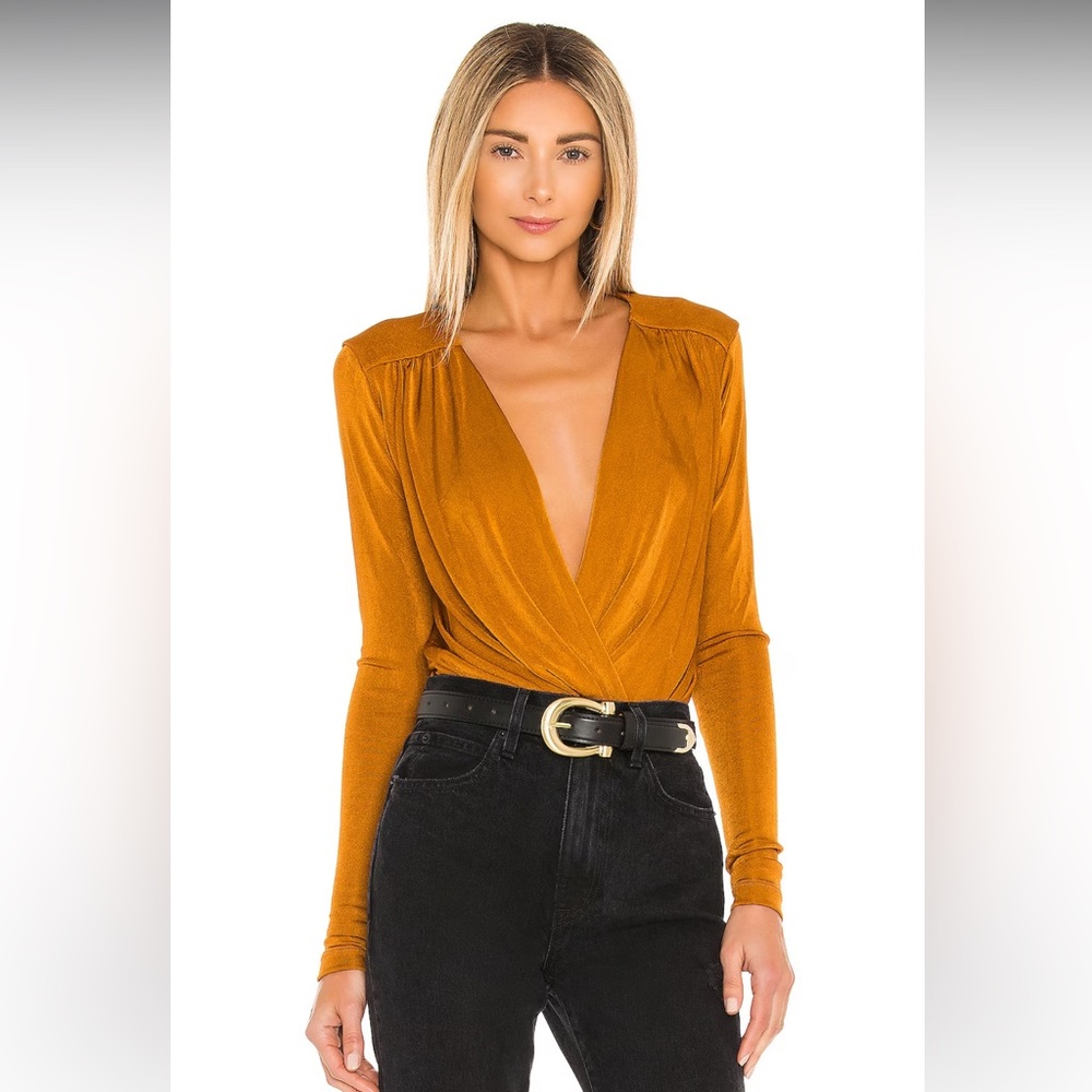 TURNT CROSSOVER HONEY GINGER STRETCH LONG SLEEVE THONG BODYSUIT NWOT XSMALL